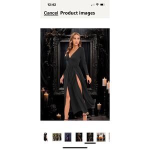Women's Sexy Double High Slit Deep V XX-Large Black